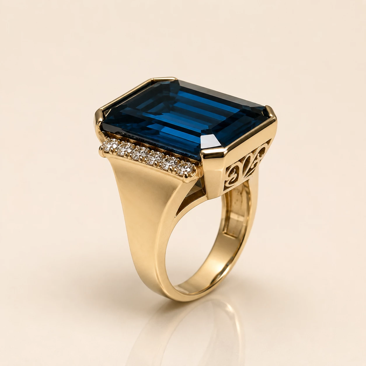 Lundun blue Topaz 52ct big custom ring