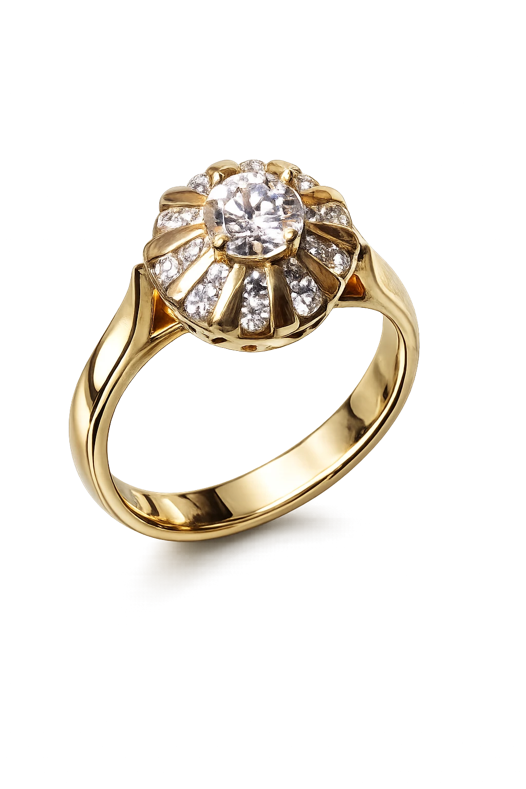 Sun flower 6mm 14ct dias ring
