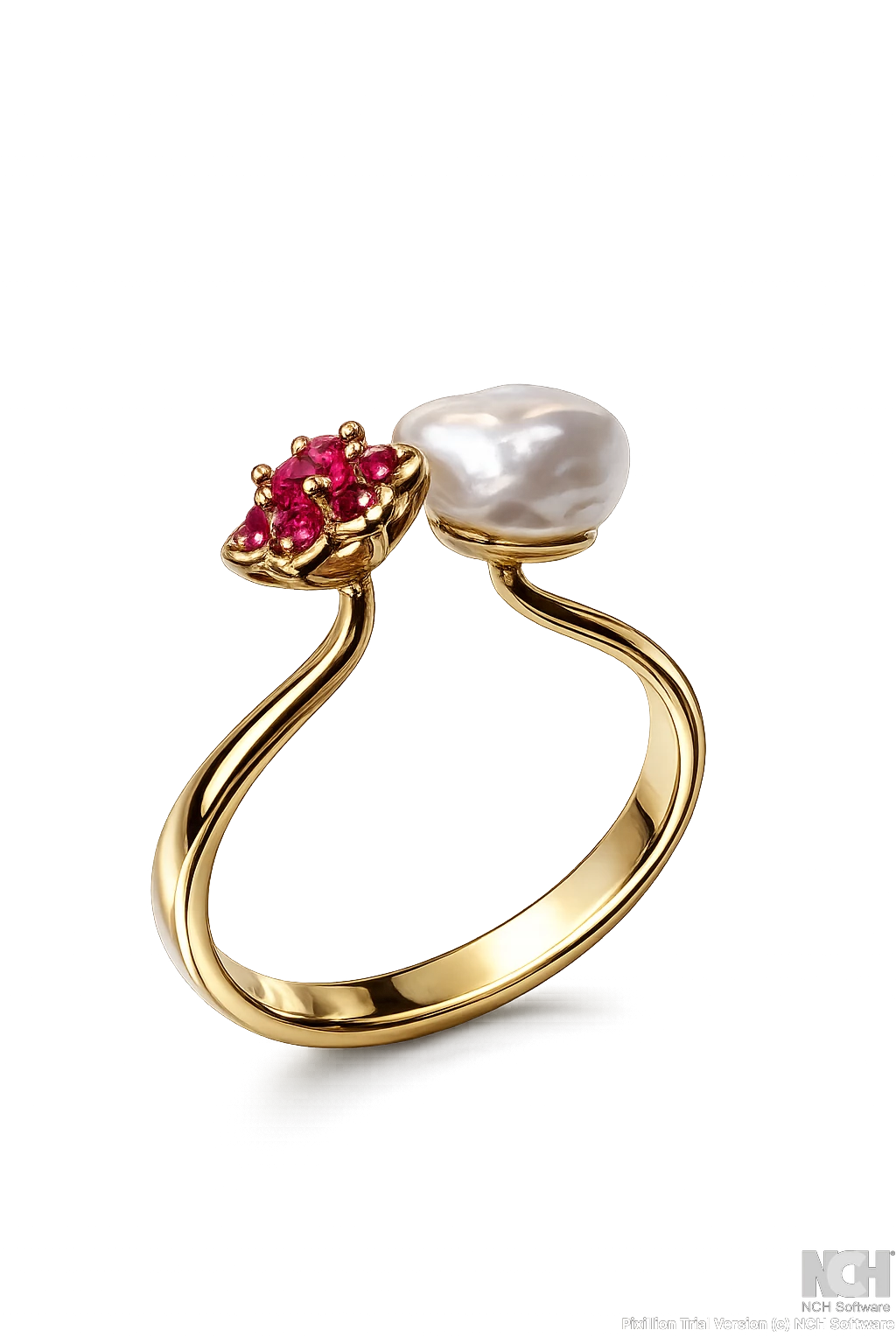 ruby pear flower ring