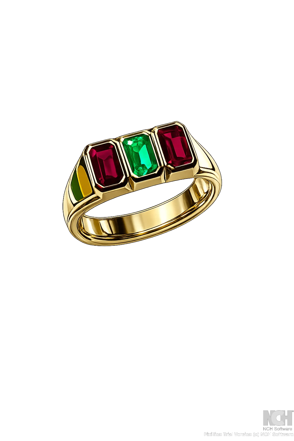 Octagon 3 colour stone hammer setting rose gold ring