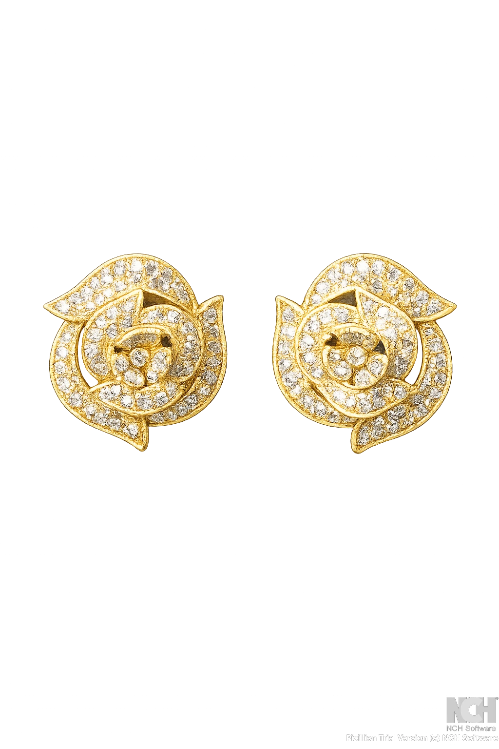 Floral & Leaf natural diamonds earrings , handcraft