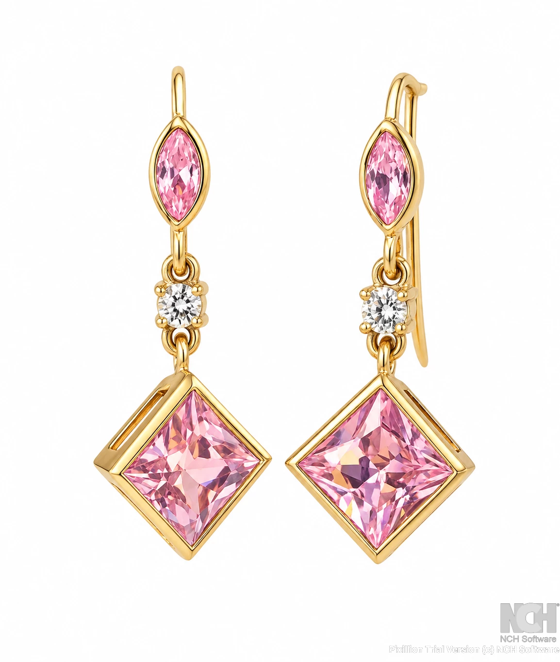 Pink drop earrings