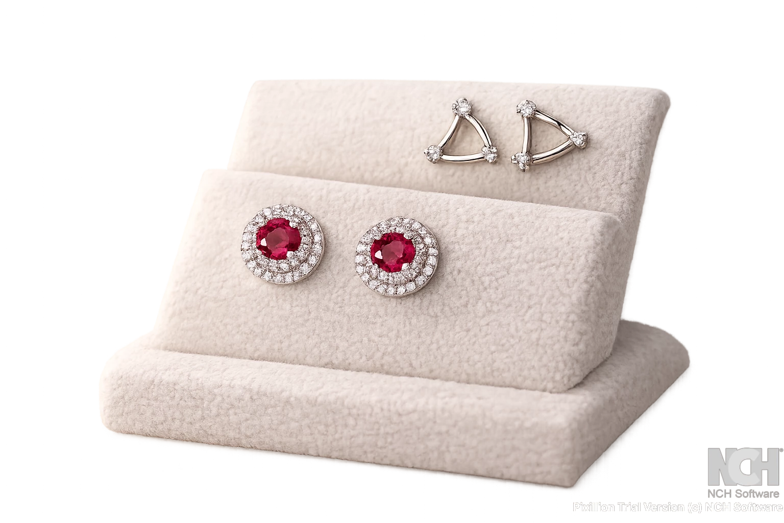 Ruby 2 halo earrings