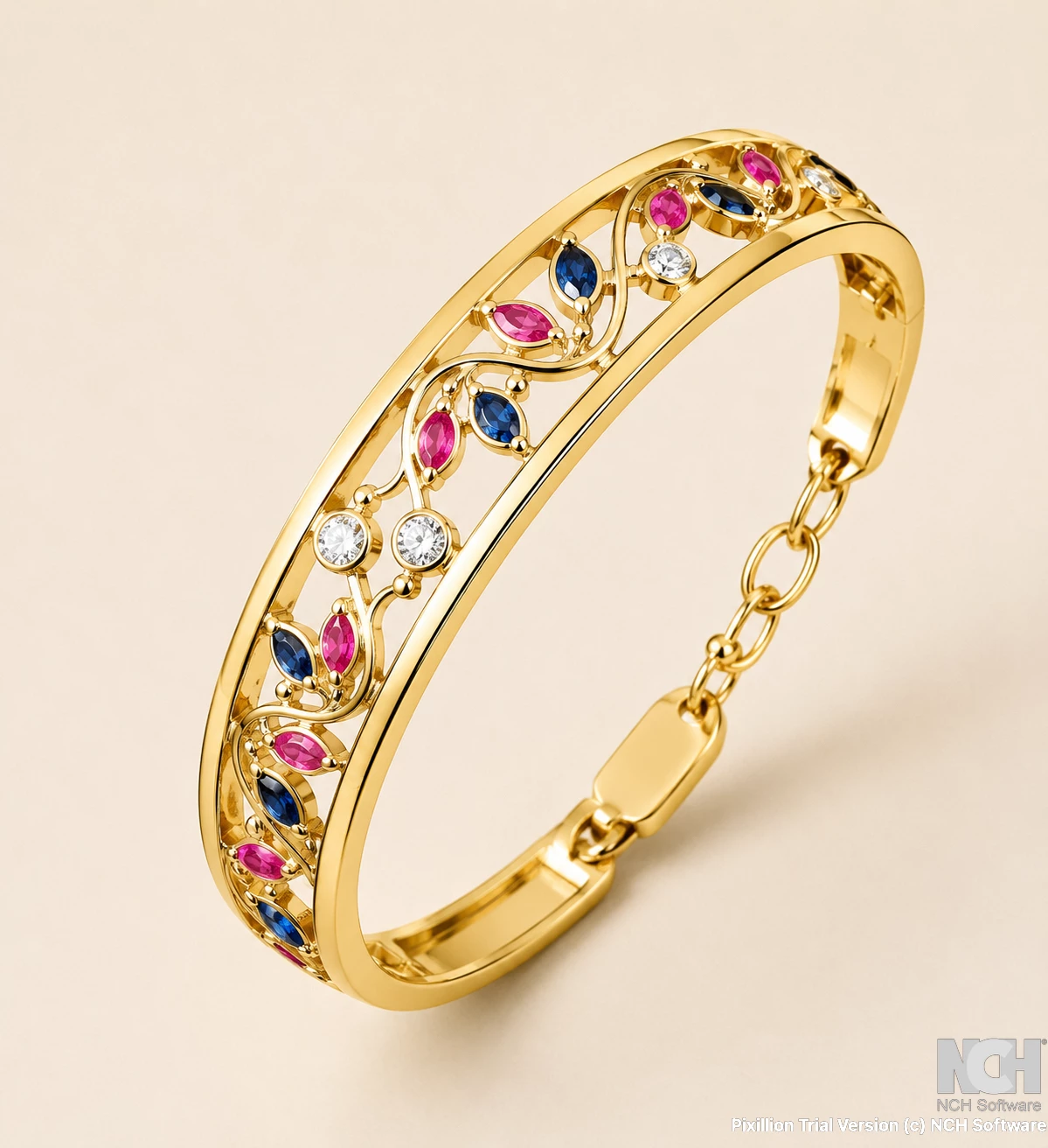 Ruby sapphire diamonds MQ bangle
