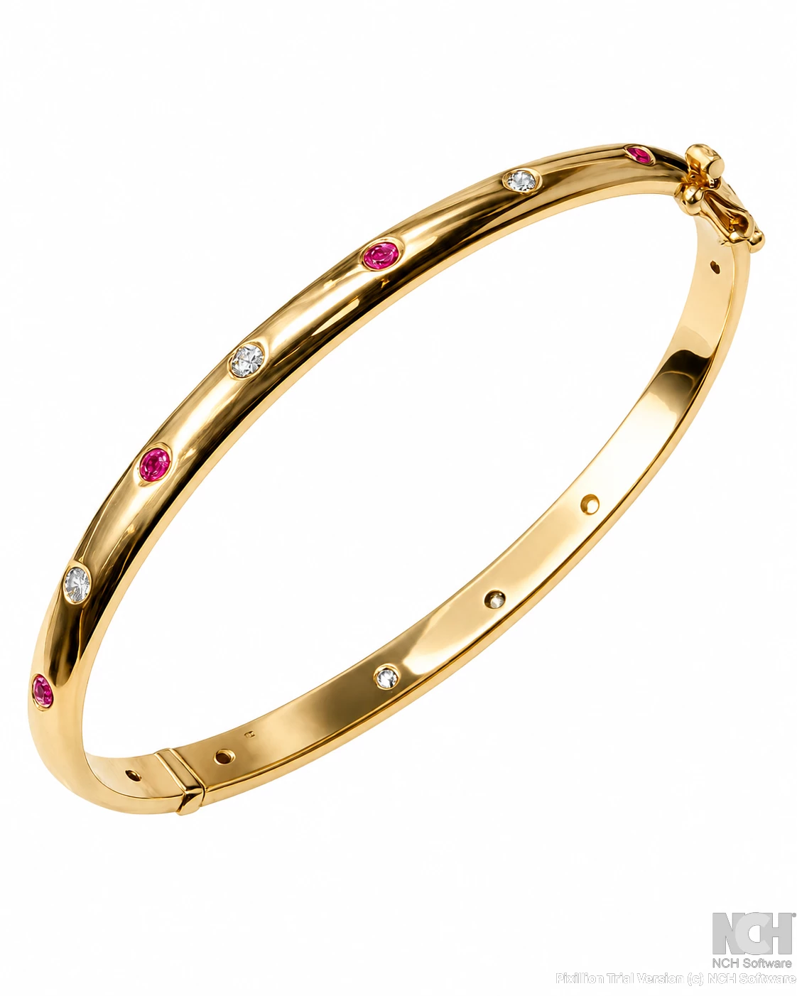 Solid ruby & diamonds bangle, handcraft