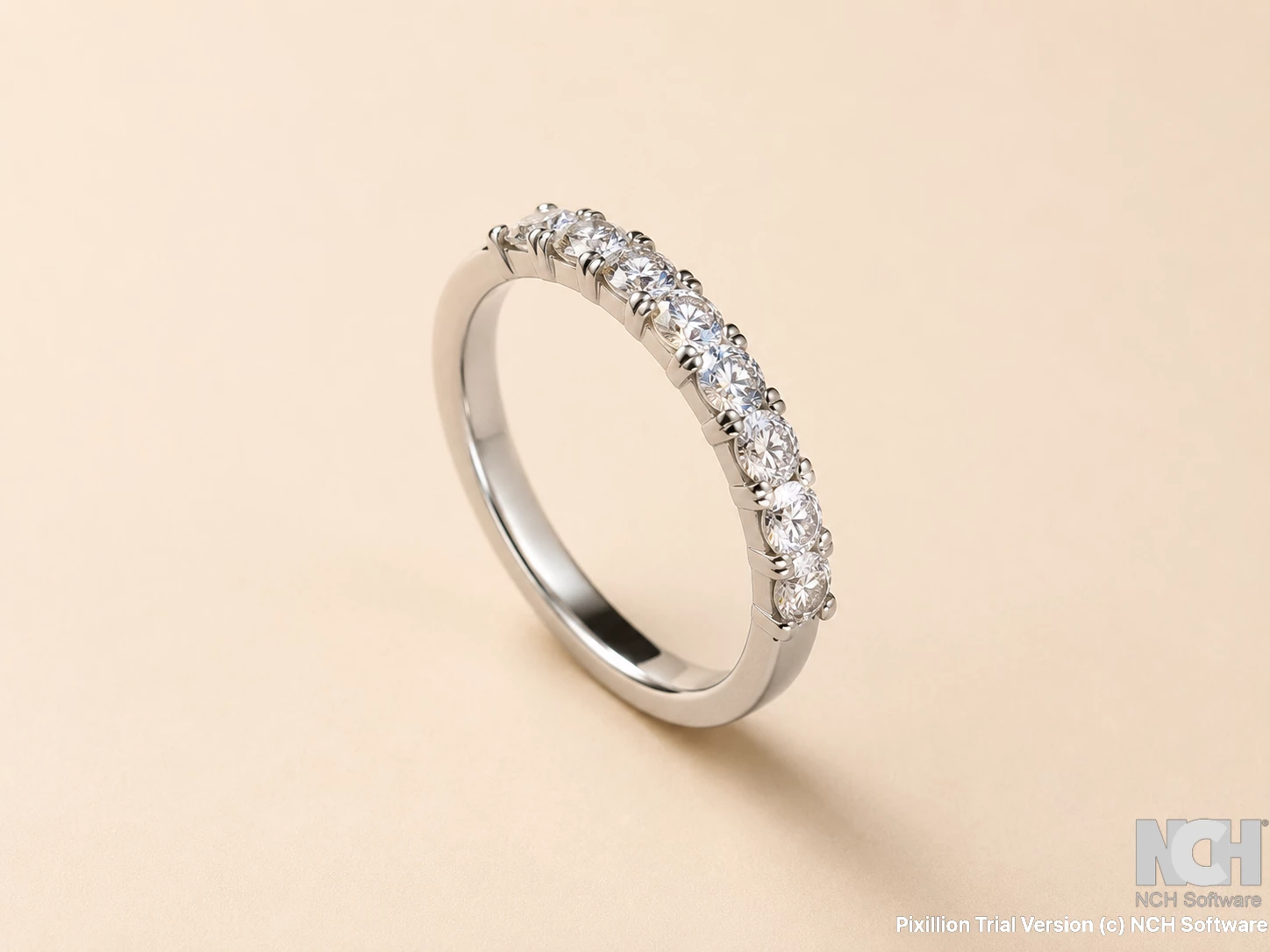 18ct white natural  8 dia wedding band