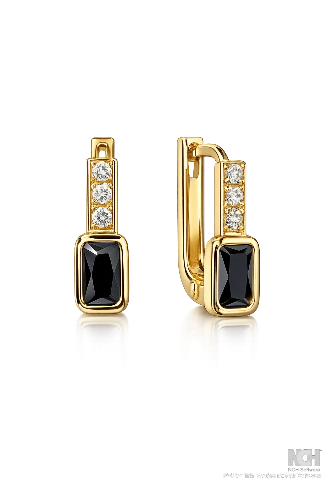 Black diamonds one touch earrings, handcraft