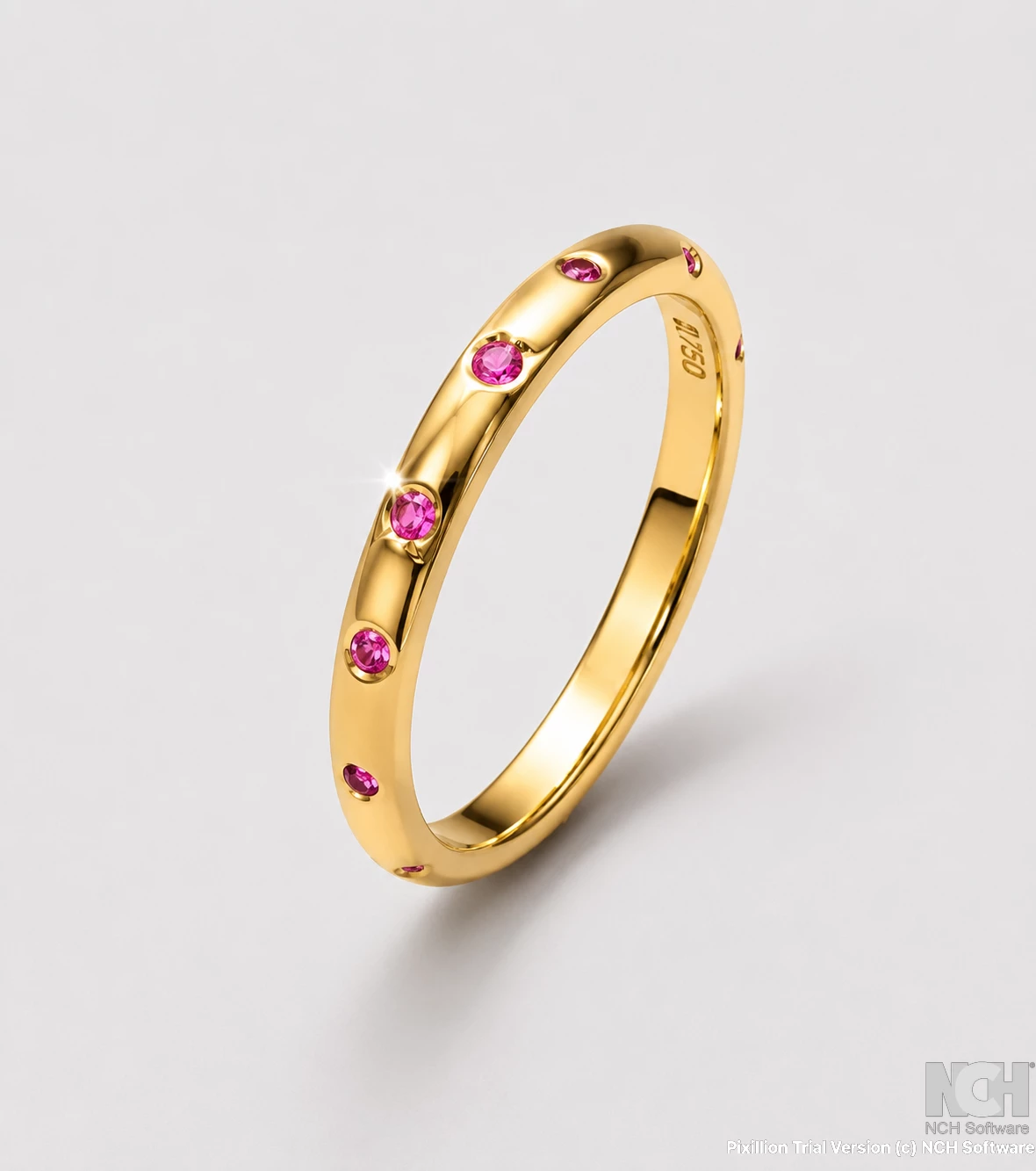 Pink gems wedding band