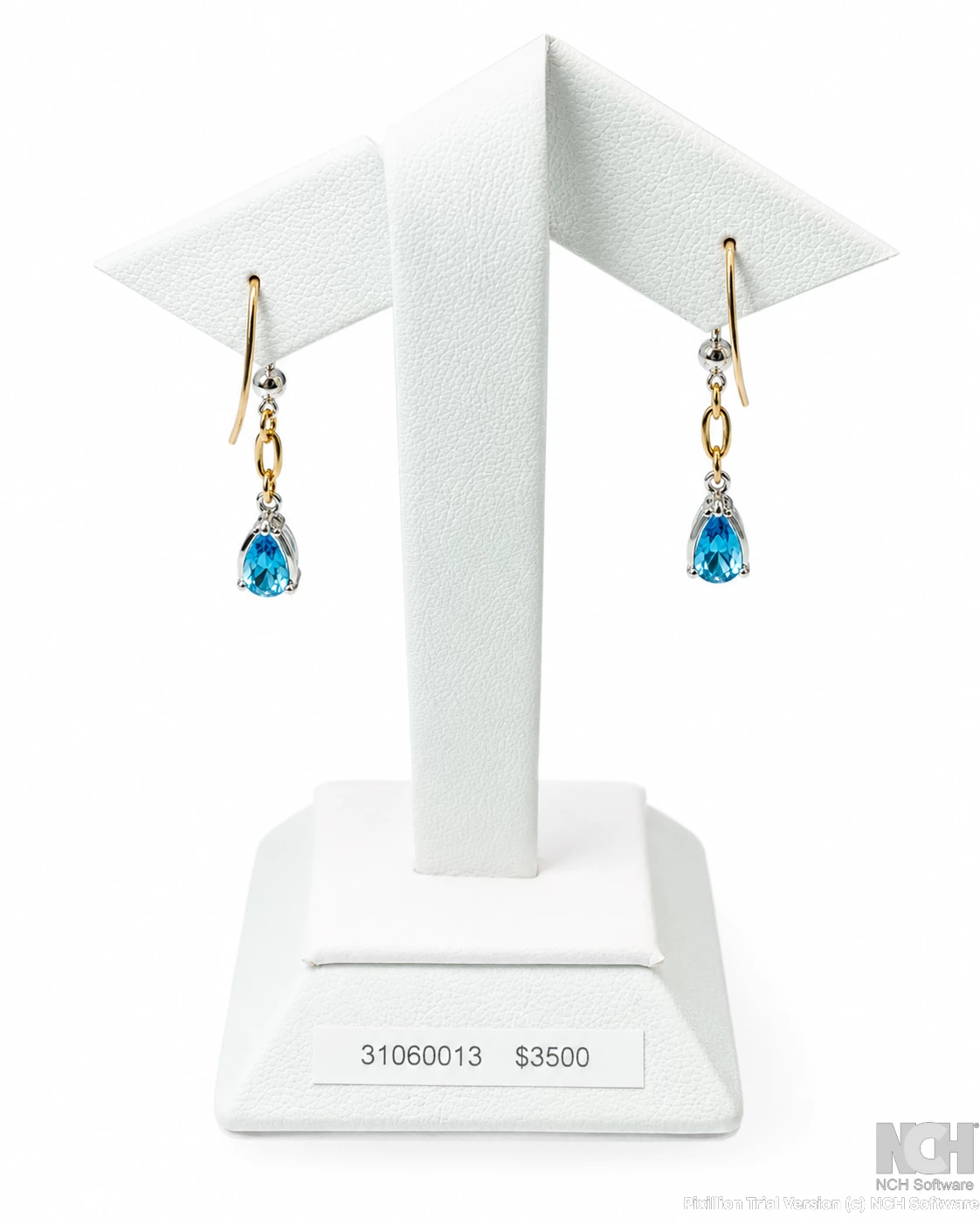 18w + 18r illustion setting diamond  & topaz earring