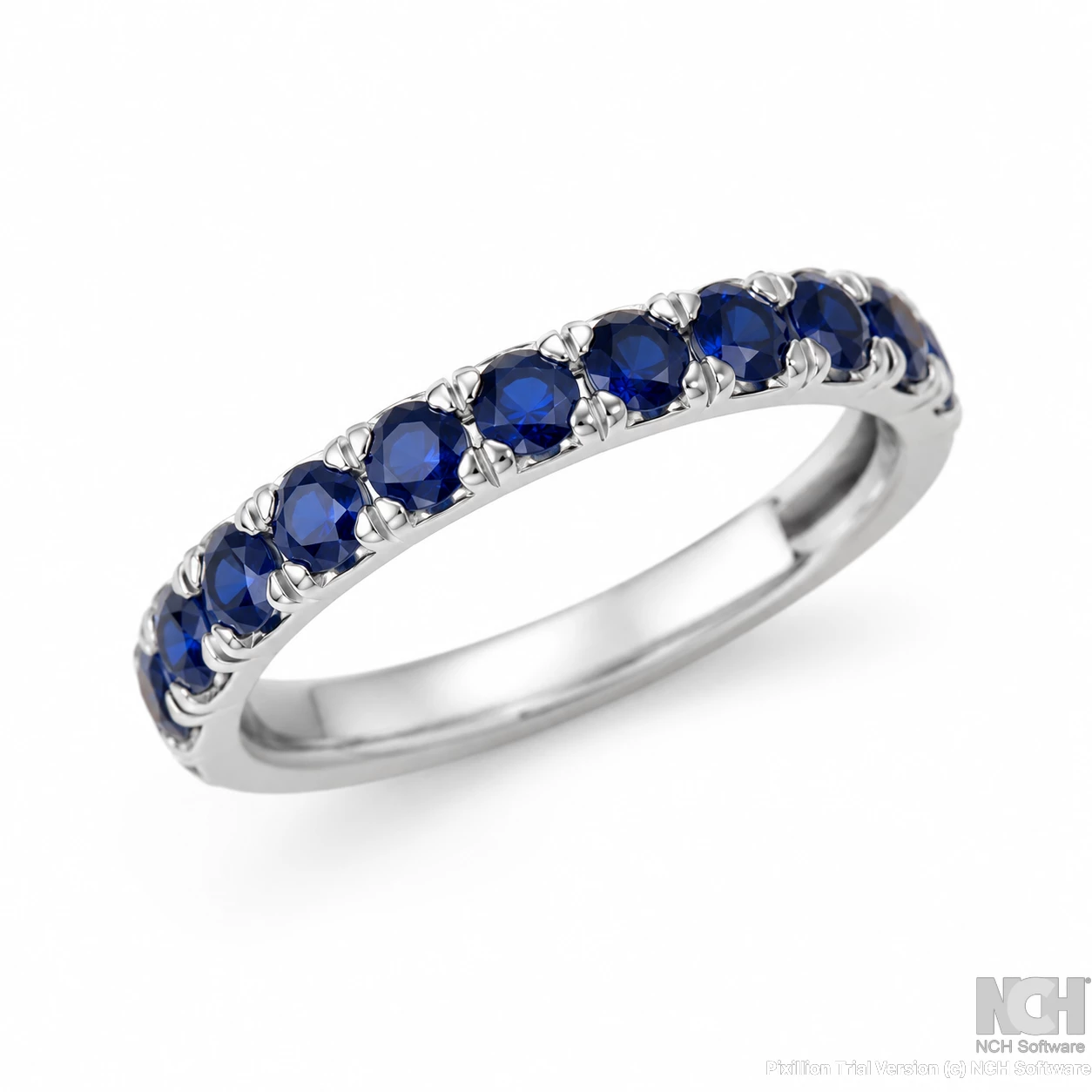 Platinum band, 7pt sapphires handcraft