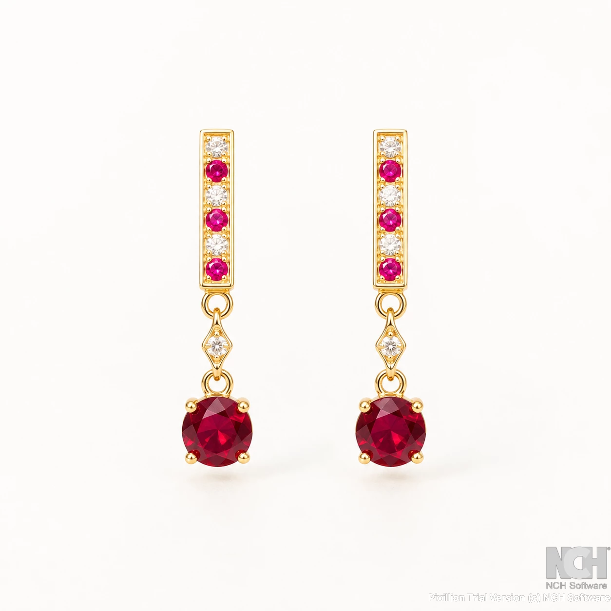Ruby diamonds drop handcraft earrings