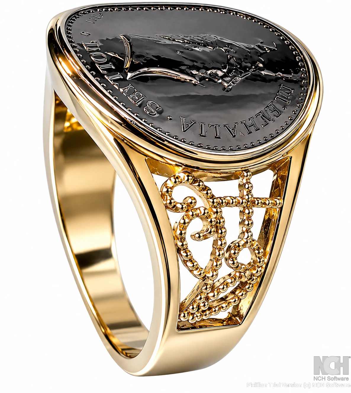 Platinum coin +  signet ring handcraft