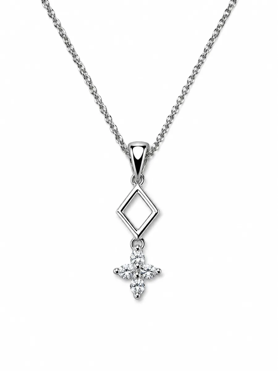 lozenge 4 dias pendant 18ct white gold