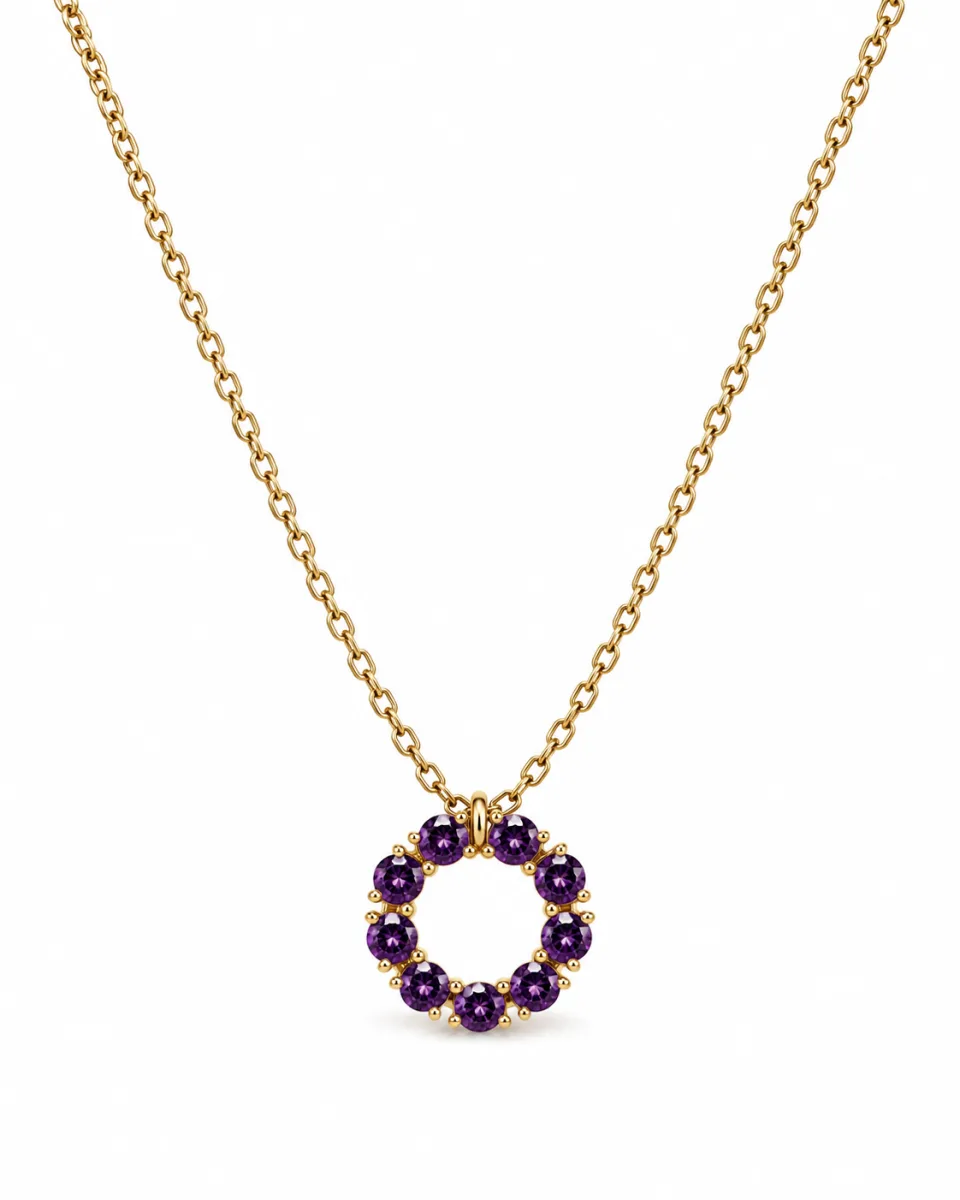 Amerthyst yellow gold pendant