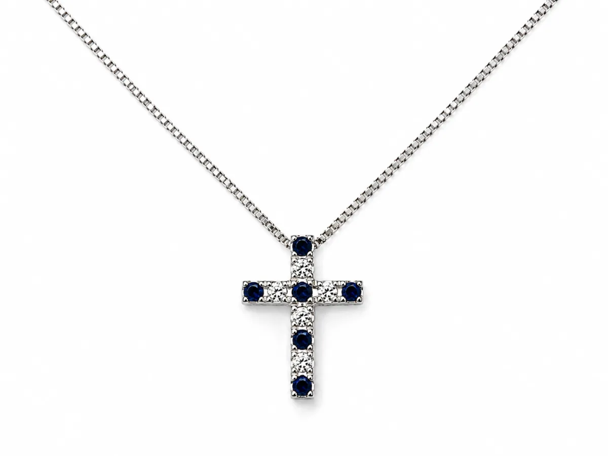 9w cross pendant  dia + sapphire