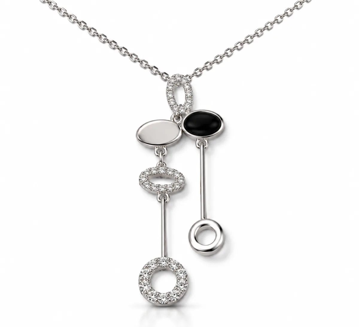 oval & round pendant 18ct white gold