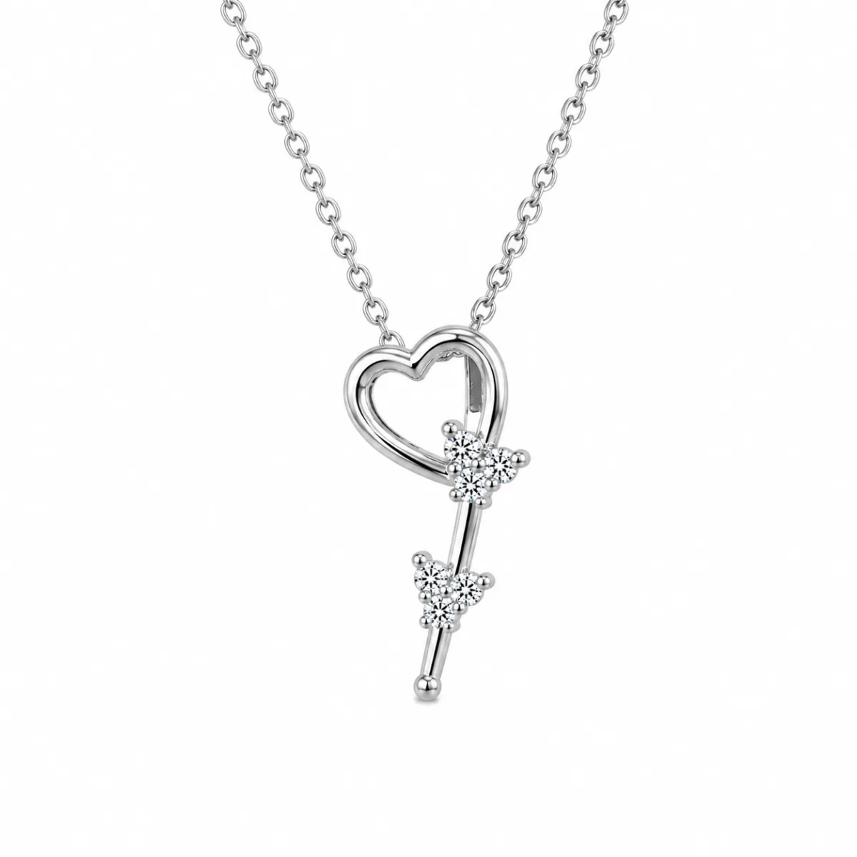 butterfly heart pendant 18ct white gold