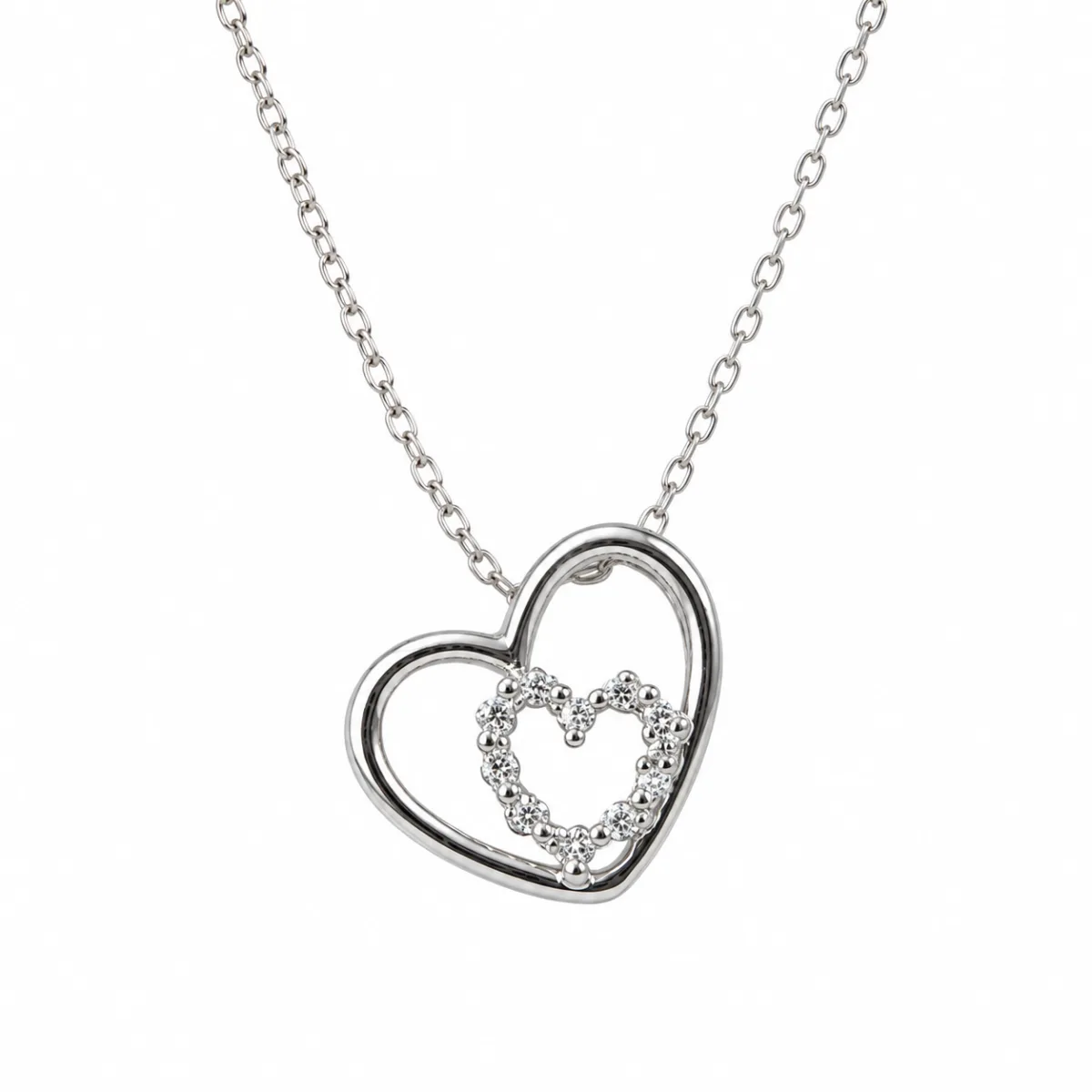 two hearts 18ct white gold