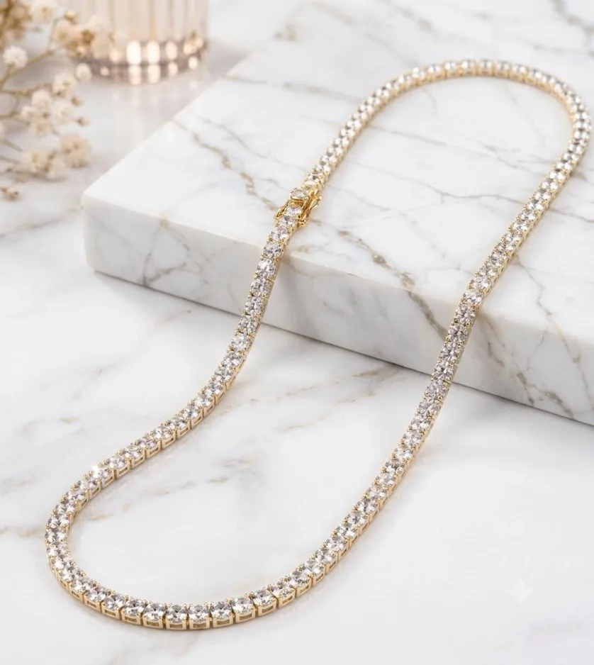 14K Gold Flat Non-Twist Lab Diamond Tennis Necklace (DEF/VVS, 2.8mm / 17") — J&C Jewellers Sydney