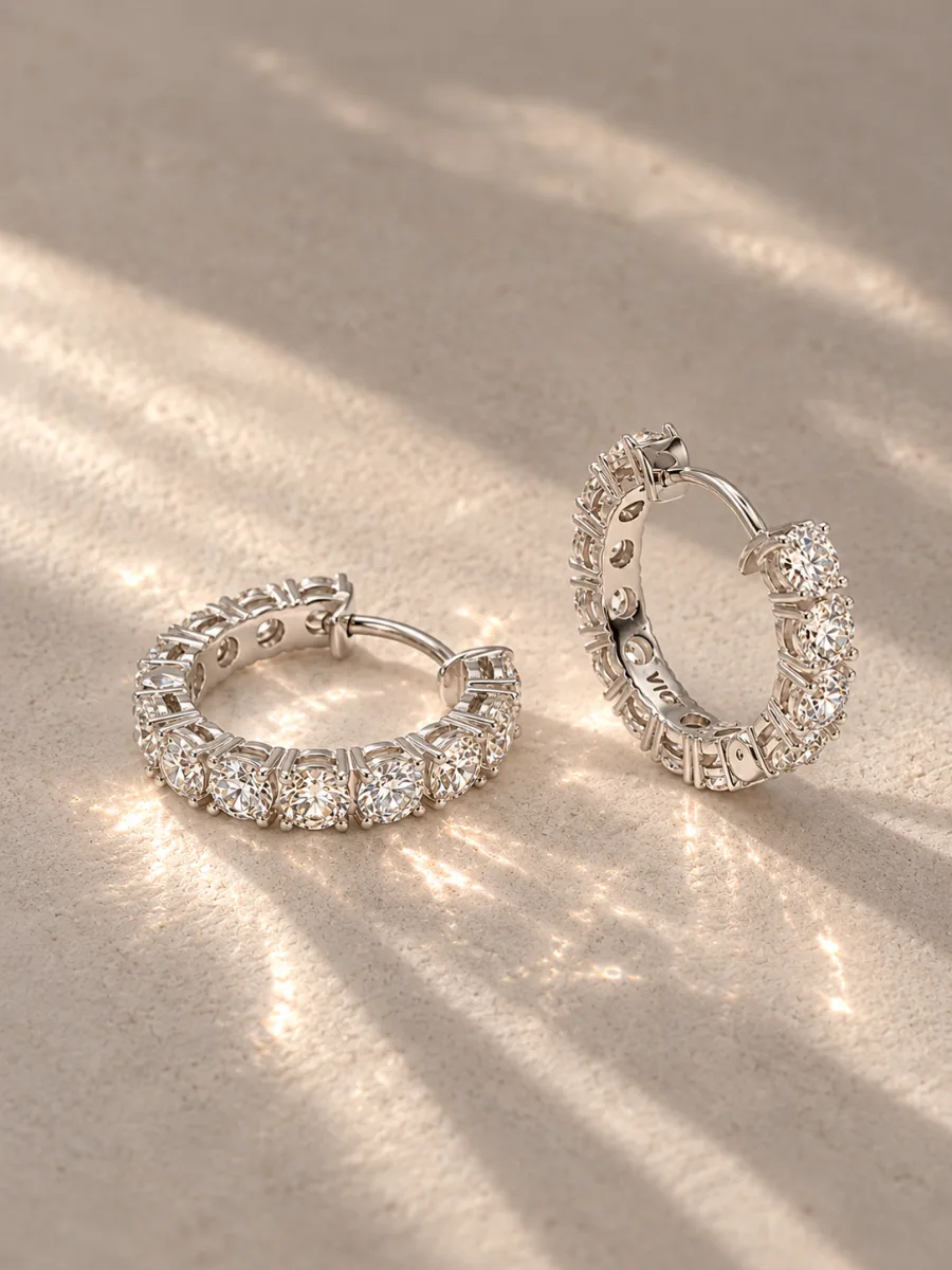 Diamond Tennis Hoop Earrings — J&C Jewellers Sydney