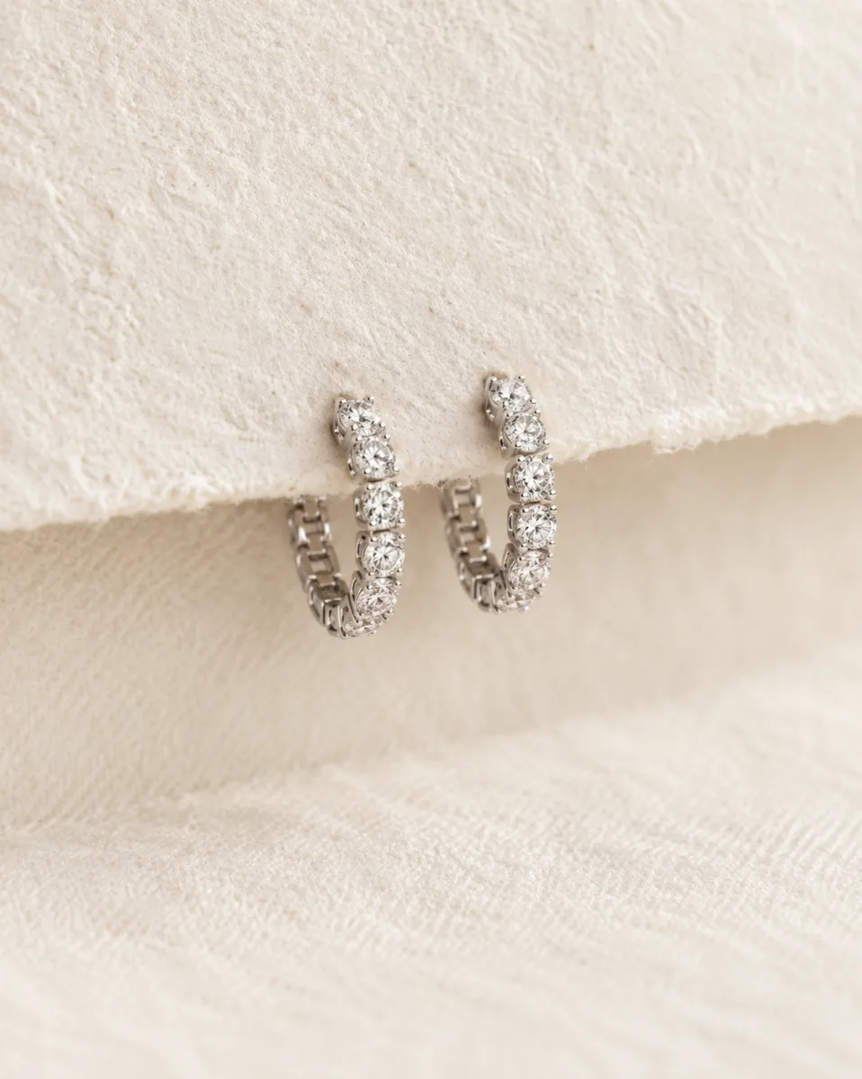Diamond Tennis Hoop Earrings photo 3