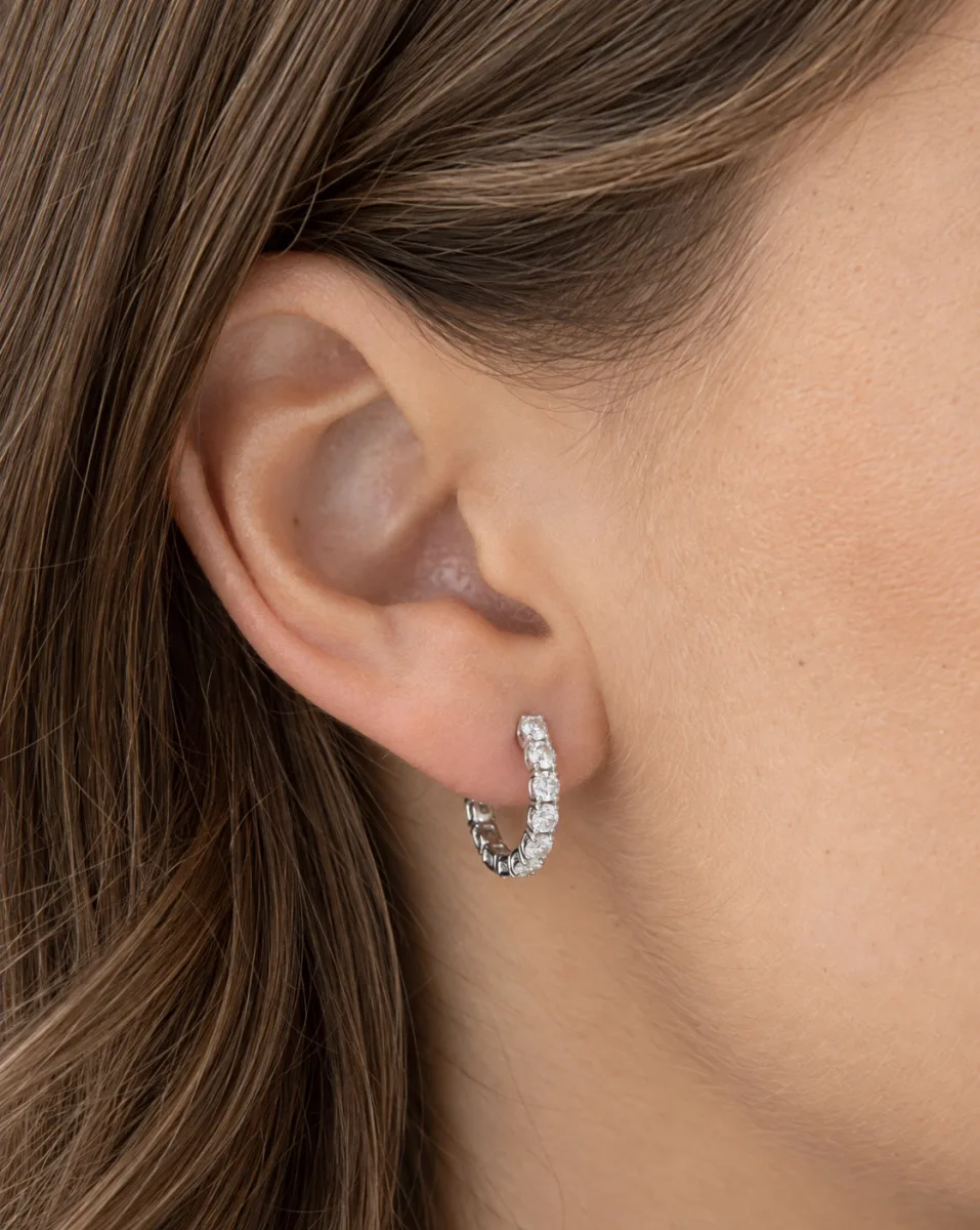 Diamond Tennis Hoop Earrings photo 4