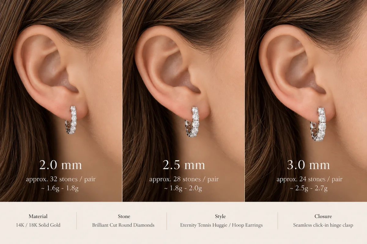 Diamond Tennis Hoop Earrings photo 5