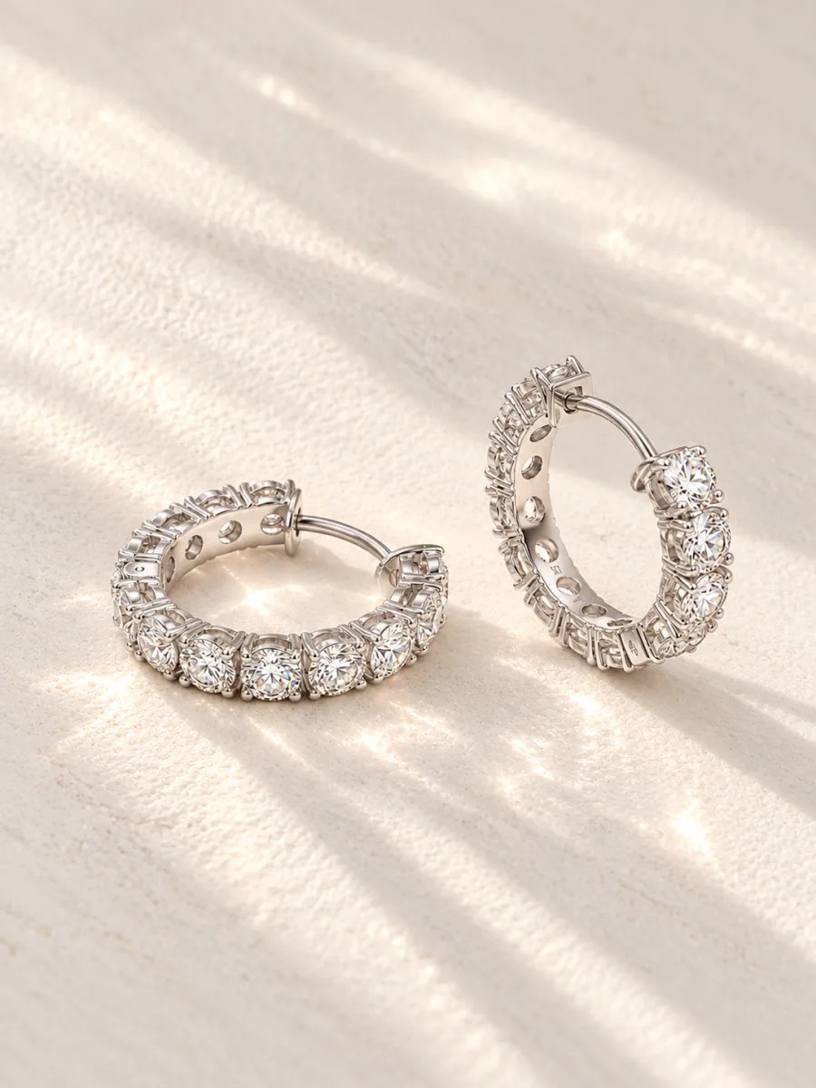 Diamond Tennis Hoop Earrings
