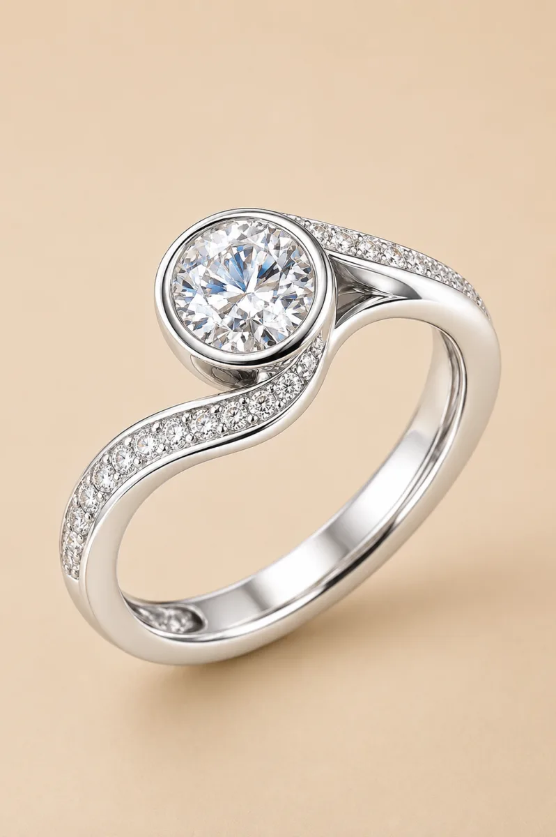Bezel Twist Engagement Ring photo 2