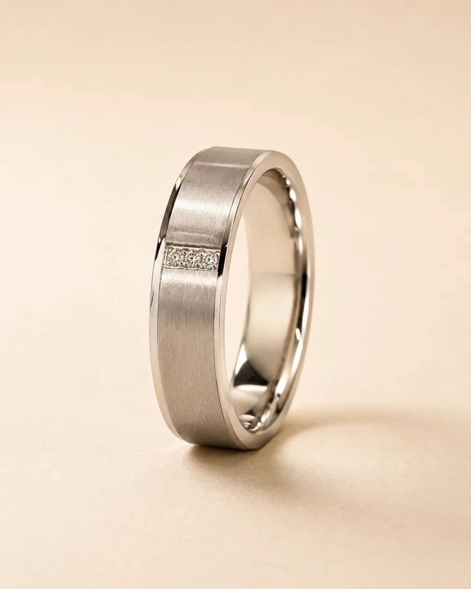 Men's Brushed Diamond wedding band