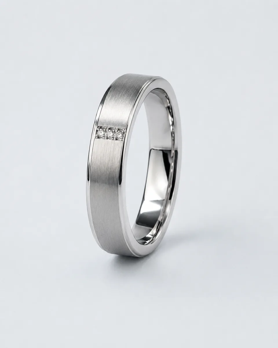 Men's Brushed Diamond wedding band photo 2